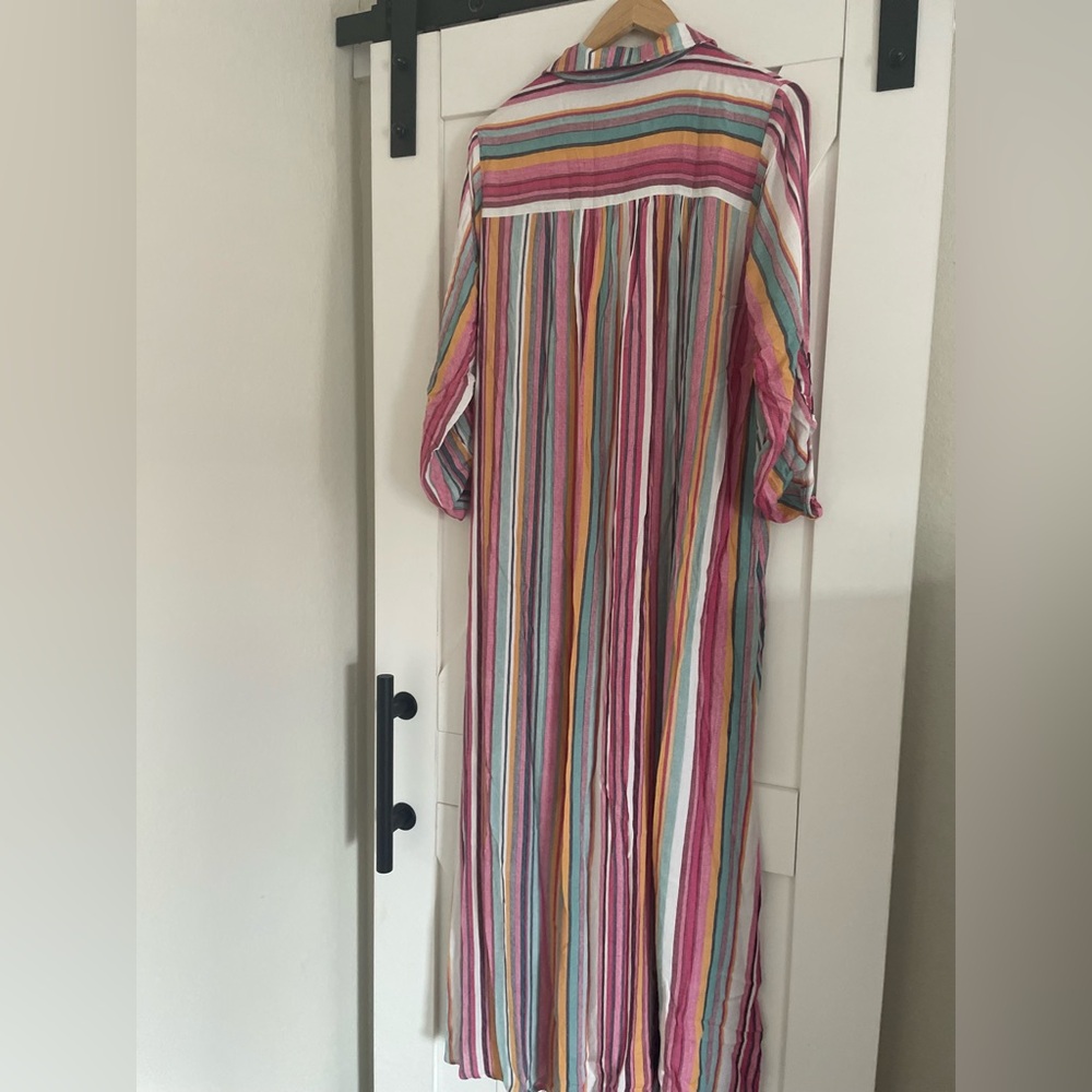 Andree by Unit Boho Embroidered Candy Striped Maxi Dress Duster - Picture 8 of 9